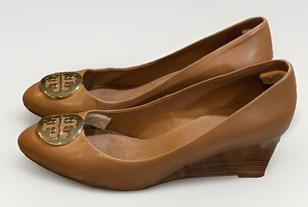 Tory Burch Sally Wedge Pumps Closed Toe Dark Tan 8½